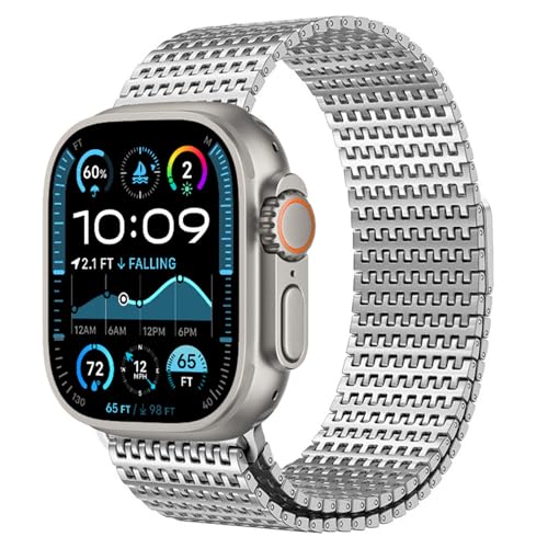 Image of WINGLE Magnetic Mesh Loop for Apple Watch Band Ultra 3 /2 /1 Band 49mm 46mm 45mm 44mm 42mm 40mm 41mm 38mm Men Women, Stainless Steel Adjustable Metal Strap for iWatch Series 11 10 9 8 7 6 5 4 3 2 1 SE