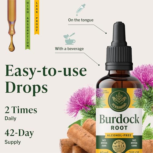 HERBAMAMA Burdock Root Tincture - Vegan Antioxidant & Overall Support with Burdock Root Extract Drops - Non-GMO, Alcohol & Sugar-Free Liquid Supplement, 42-Day Supply - Thumbnail 6