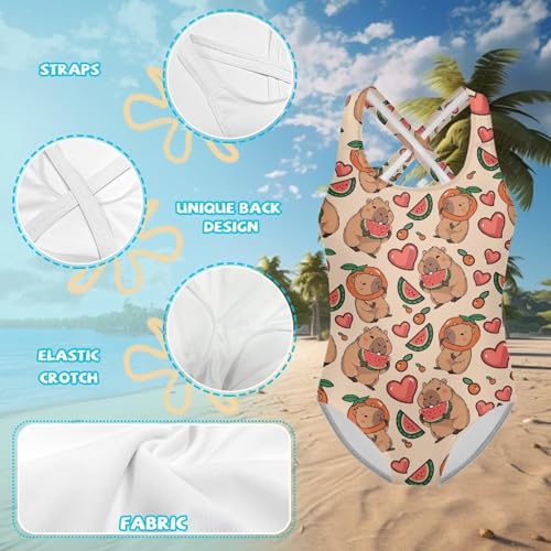 Image of One Piece Swimsuit for Girls Kids Quick Dry Bathing Suit with Crossback Strap Summer Beach Swimwear Size 5T-14