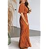 Women's Summer Dress for Women 2024 Spring Dress Short Flutter Sleeve Round Neck Casual Flowy Smocked Long Floral Maxi Dress Caramel M