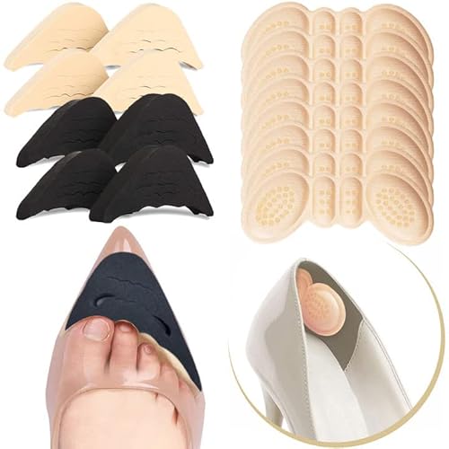 Crazy Bean 4 Paires Coussinet Chaussure Protege Talon Coussinets de Coussin, 4 Paires Protege Orteil Mousse Rembourrage Coussinet Orteil, Semelle Chaussure Trop Grande Cover