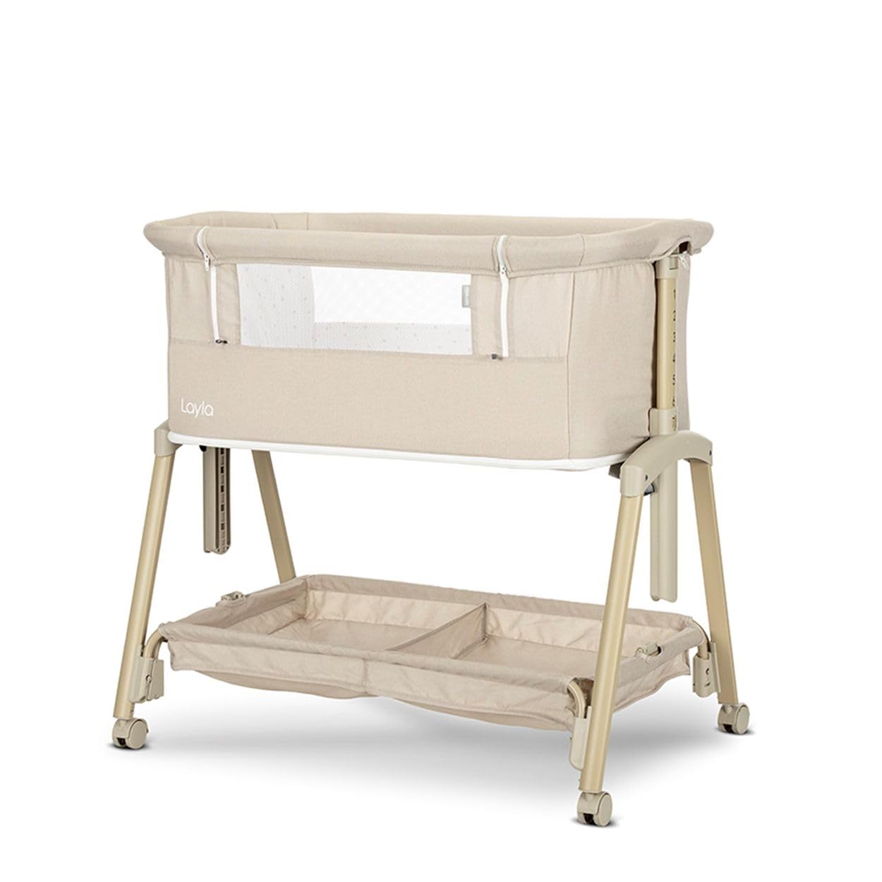 Lorelli Beistellbett Layla 2 in 1 Moskitonetz, Matratze, faltbar, Räder, Korb