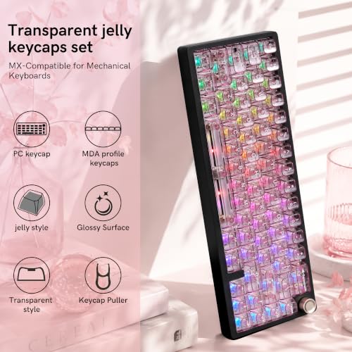 Image of dagaladoo Lavender Clear Keyboard Keycaps,Jelly Key caps tranlucent Set