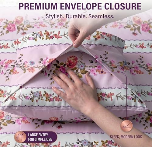 Image of VAS COLLECTIONS Cotton Pillow Cover Set of 2 (17x27 Inches) | Ultra Soft Breathable Pillow Cases for Bed | Skin Friendly, Fade Resistant & Comfortable Pillow Covers for Bedroom Decor (Pink)