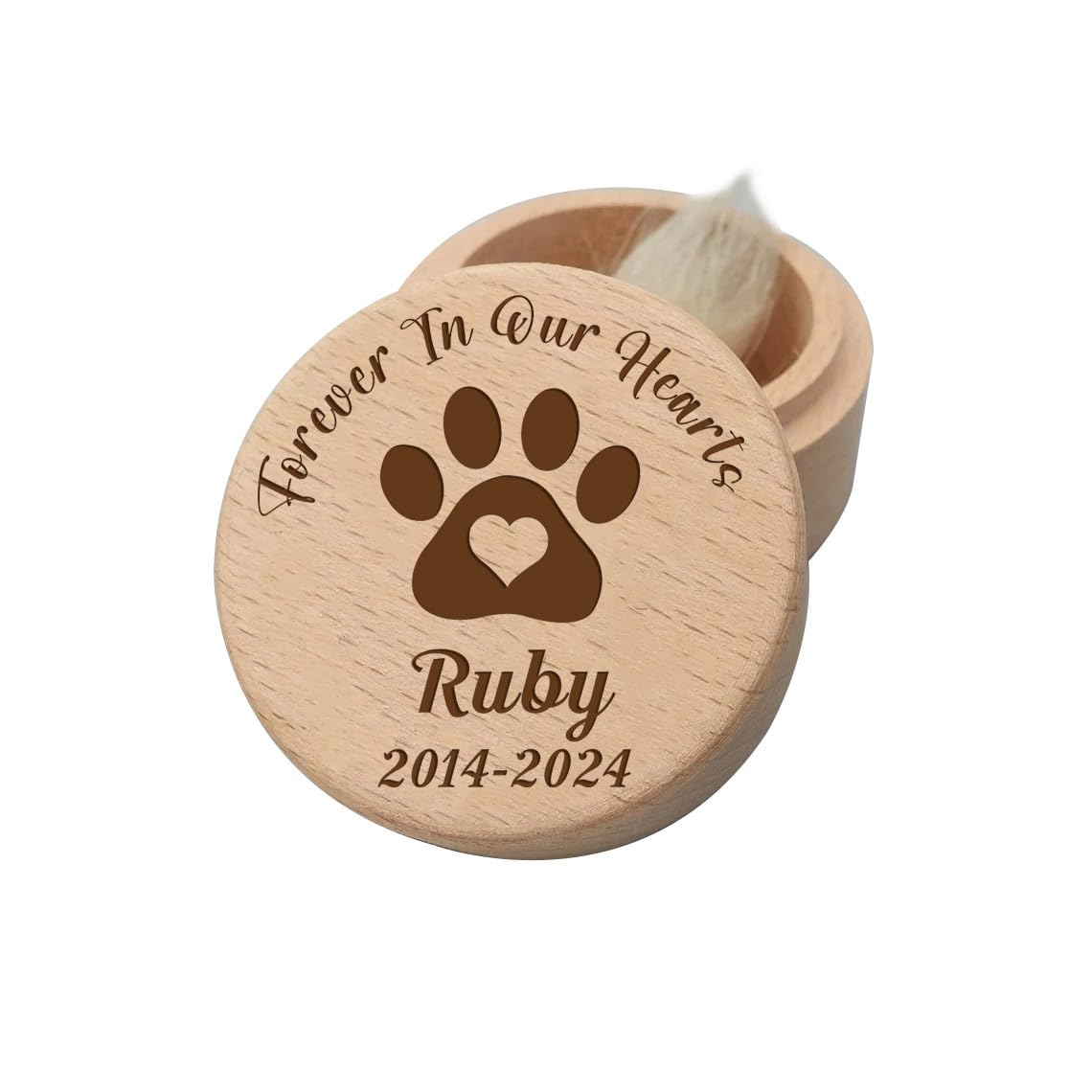 EDSG Pet Keepsake Box Personalized Memorial Gifts Wooden Pet Hair Box for Loss of Dog or Cat (Design 2)
