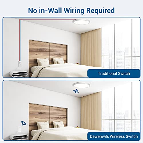 DEWENWILS 3 Way Wireless Light Switch and Receiver Kit, Remote Control Wall Switch for Ceiling