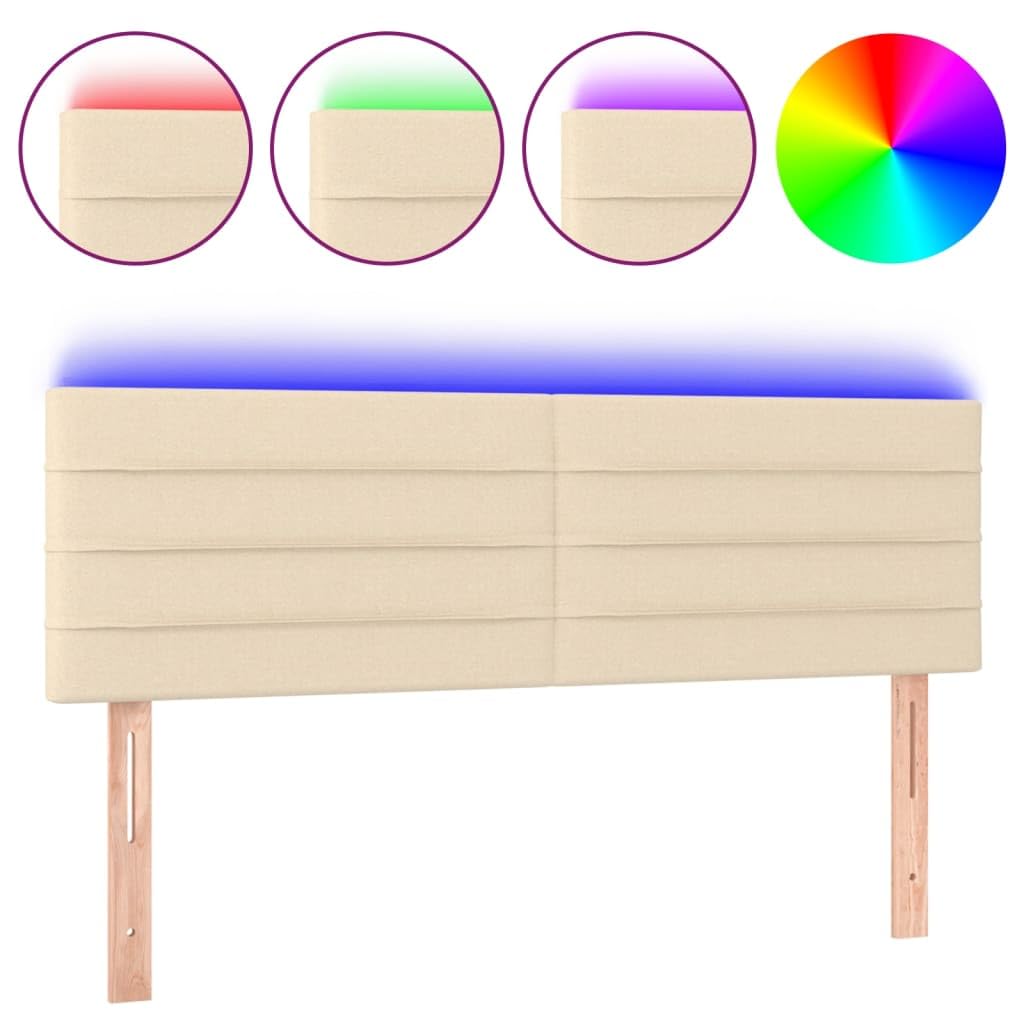 Tête De Lit LED Crème 180 Cm – Tissu Élégant Réglable En Hauteur 78/88 Cm – Lumière Ambiance Moderne Pour Chambre
