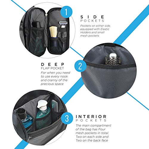 Image of FATMUG Travel Toiletry Kit Organizer Hanging Dopp Kit for Men Large Cosmetics Pouch for Women-Black