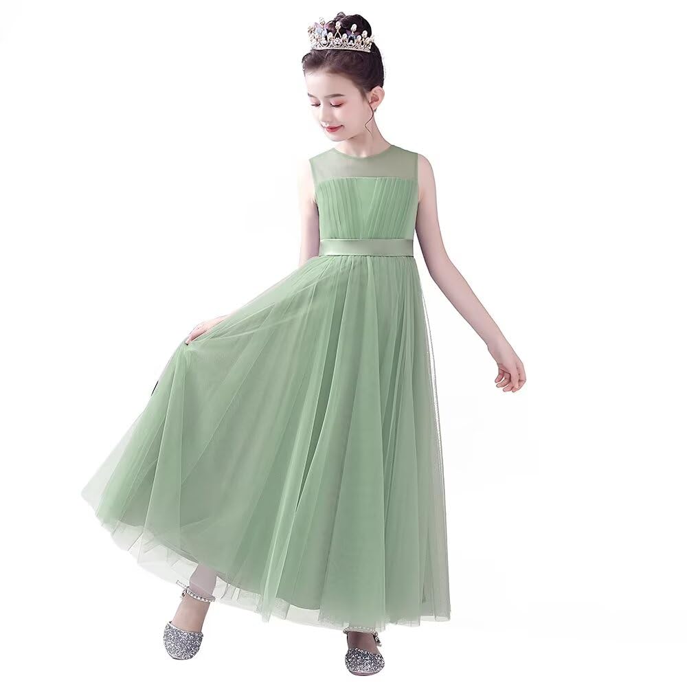 dideyttawl Flower Girl Dresses,Girls Princess Dress,Junior Bridesmaid Dress for Wedding,Kids Formal Tulle Full Length Dress