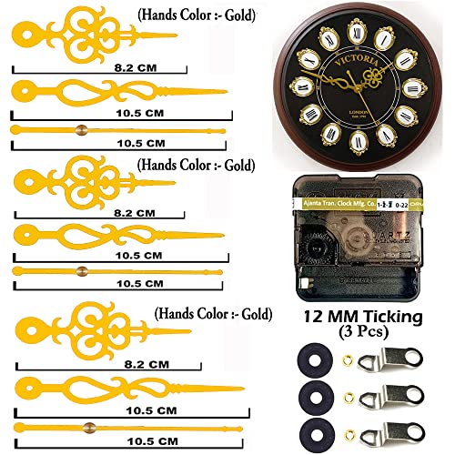 Image of YOPY� Combo 3 of Ajanta Mfg. Battery Operated Plastic Ticking Wall Clock Movement Machine with Hands (Needles : Antique Gold 1)