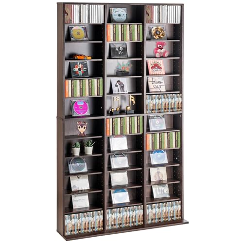 VEVOR Media Storage Cabinet, Adjustable DVD Cabinet, CD Storage, Protects & Organizes Music, Movie...