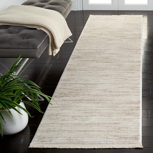 SAFAVIEH Tapis géométrique pour Salon, Salle à Manger, Chambre à Coucher - Whisper Collection, Tapis à Poil Court, Ivoire et Beige, 66 X 183 cm