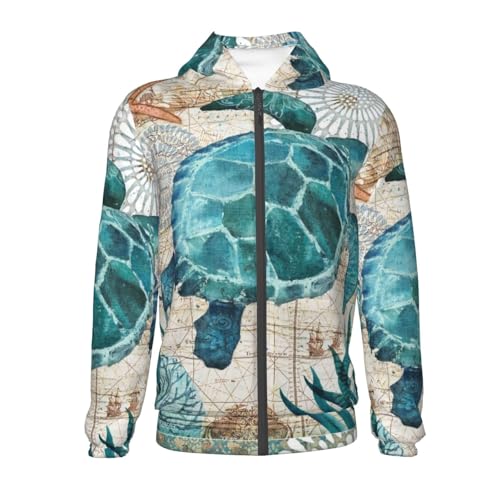 Watercolor Sea Turtle Kids Pullover Hoodies Boys Zip Up Sweatshirts Girls Athletic Clothes with Pocket2