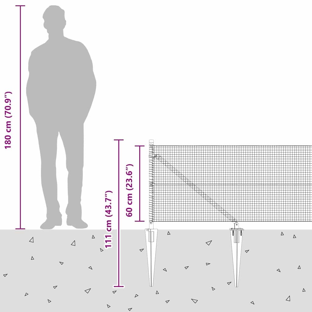 vidaXL Recinzione in rete saldata con punte 25 x 0,6 m Grigio Rete
