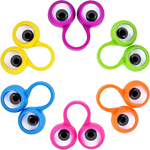Jovitec 72 Pieces Eyes Finger Puppet Eyeballs Ring Toy Googly Eyeball Ring for Kids Party Toy, 6 Colors