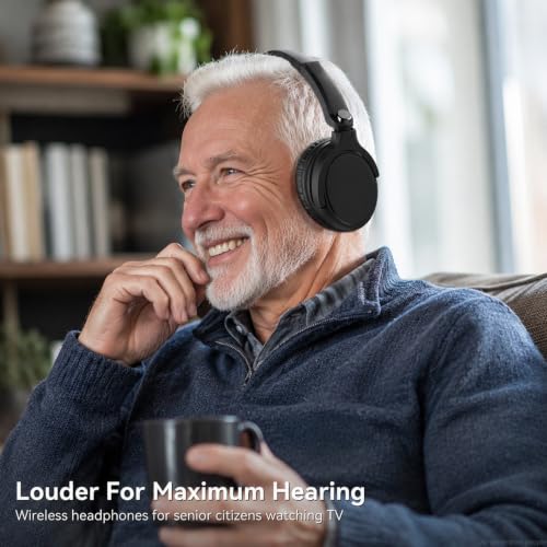 Image of Wireless Headphones for TV Watching, TV Headphones Wireless for Seniors with Transmitter Charging Base, 65H No Audio Delay Bluetooth Headphones for TV, HiFi Stereo Sound, Gifts for Parents /Elderly