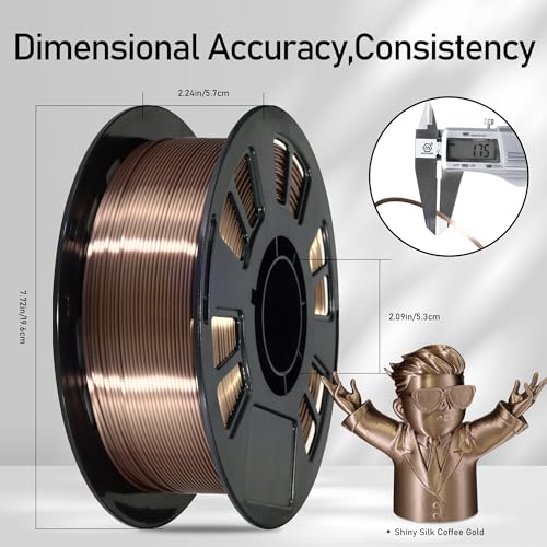 Image of Silk Coffee PLA Satin Shiny 3D Printer Filament, 1.75mm Diameter 1kg Spool 2.2lbs for FDM 3D Printers
