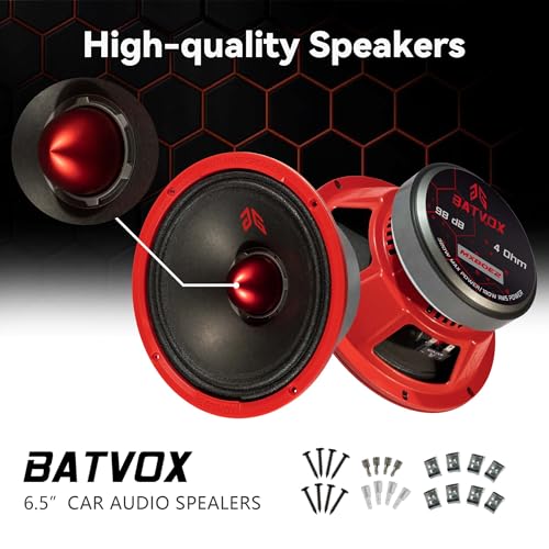 Image of MX80E2 Loudspeaker 8 Inch Midrange 640 Watts 4 Ohms Red Bullet, Premium Quality Audio Door Speakers for Car or Truck Stereo Sound System, Red (2 Speakers)