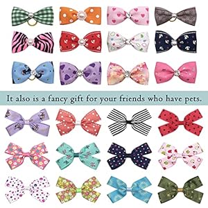   PET-SHOW-20Pairs-2-3-4-Big-Dog-Hair-Bows-with-Rubber-Band-for-Small-Medium-Large-Dogs-Rhinestone-Floral-Bowknot-Topknot-Cats-Rabbits-Girl-Boy-Pink-Blue-Grooming-Hair-Accessories