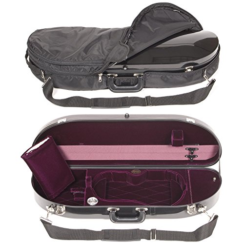 Bobelock 1047Fv Black Fiberglass 4/4 Violin Case With Wine Velvet Interior And Protective Bag #TOP17