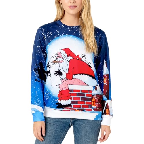 Metaparty Unisex Pull de Noël, Unisexe Pull-Over Haut Chandail Pullover tricoté, Rigolo Sweatshirts Pulls (FR/ES, Alpha/Lettres, L, Taille Normale, Taille Normale, Styles 2)