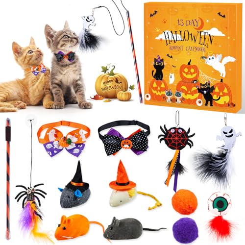 Halloween Cat Advent Calendar 2025, 13 Day Cat Halloween Toys Countdown Calendar