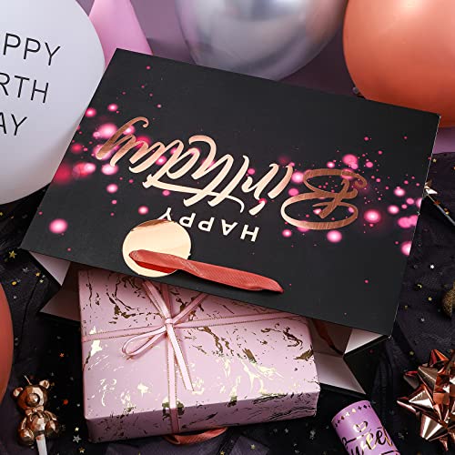 Loveinside-Black-and-Pink-Birthday-Gift-Bag-with-Tissue-Paper-for-Birthday-Baby-Shower-Party-and-More-13-x-5-x-10-1-Pcs