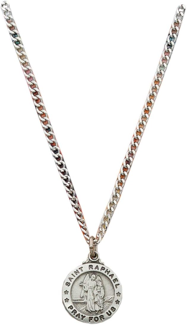 Round St. Raphael the Archangel Medal with Prayer Card - Image 2