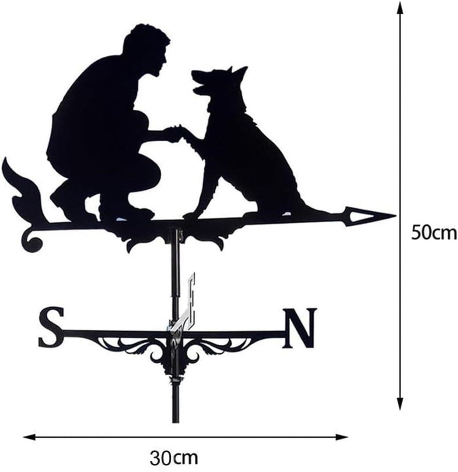 Girouette Métal 75 cm avec Homme et Chien