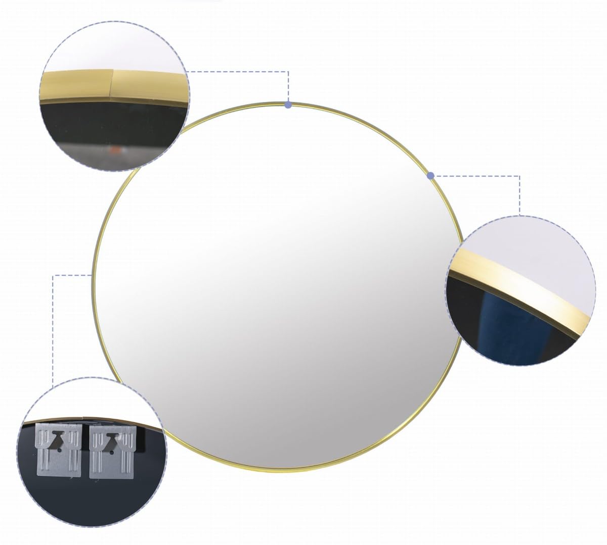 Espejo Decorativos de Pared Redondo 70 cm - Marco Dorado para Sala de Estar y Dormitorio | cuarto de baño, sala de estar, pasillo, diseño clásico, fácil instalación, durabilidad, estilo loft