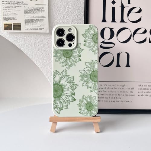 Coque iPhone 13 Pro Max antichoc vert olive silicone souple motif floral