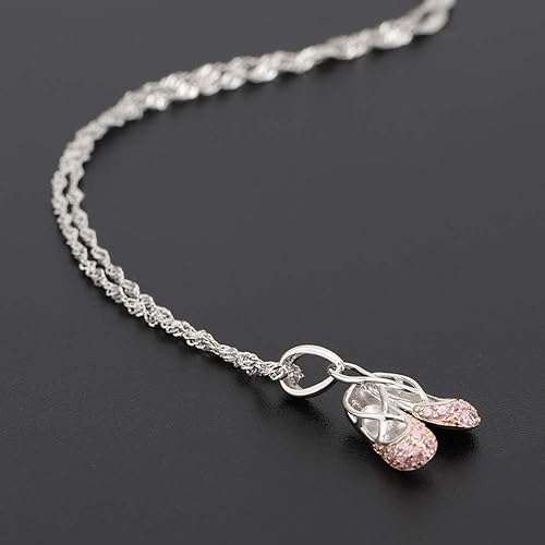 Miniatura 4 de GemsChest Collar de bailarina de plata de ley 925 joyería de circonita cúbica pantuflas de ballet para mujeres niñas adolescentes y bailarines 18