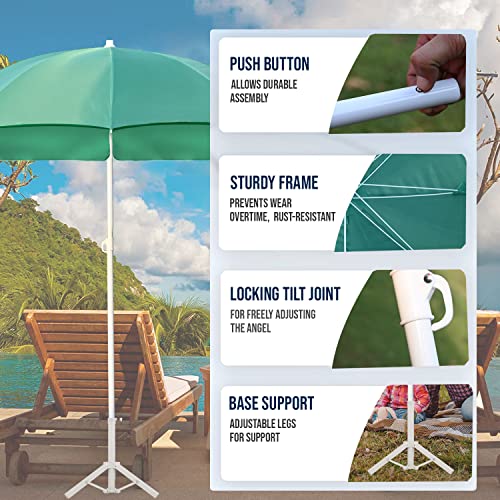 Image of OUTO Outdoor Garden Umbrella with Stand Holder Big Size Waterproof Heavy Duty Cloth Balcony Shedding Cantilever Patio Canopy for Rain & Sunshade Protection (7ft Height /42in Rib Arm Length, Dark Green)
