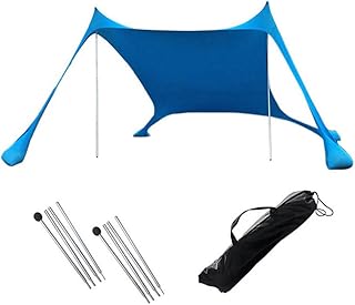 HPAMR Beach Canopy Tent, Family Portable Sun Shade Shelter Outdoor Adjustable Flexible Shading with Sandbags Stability Pol...