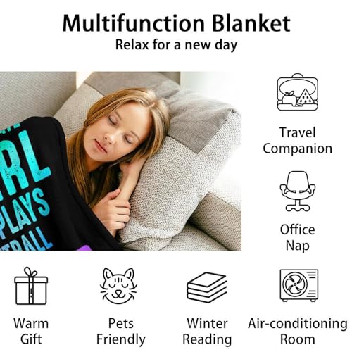 Basketball Throw Blanket for Girls - 40x50 Inches Crib Size - Soft Fluffy Cozy Blankets Gift - Black Sports Blanket Throws for Travel, Office