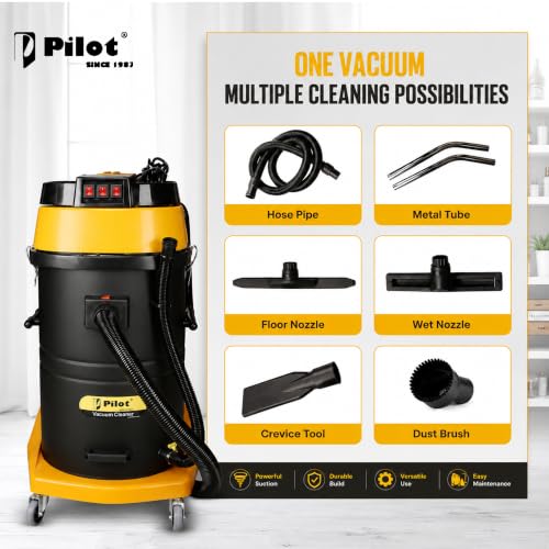 Image of Pilot Vacuum Cleaner for House 100L /4500W Triple Copper Motor /3000mm H₂O Powerful Suction /Heavy Duty Industrial & Commercial Vacuum Cleaner with HEPA Filter