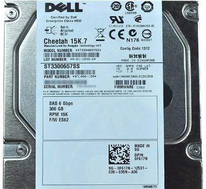 Dell Seagate 300GB 15K RPM 6Gbp/s SAS 3.5 Inch Hard Drive F617N ST3300657SS (Renewed)