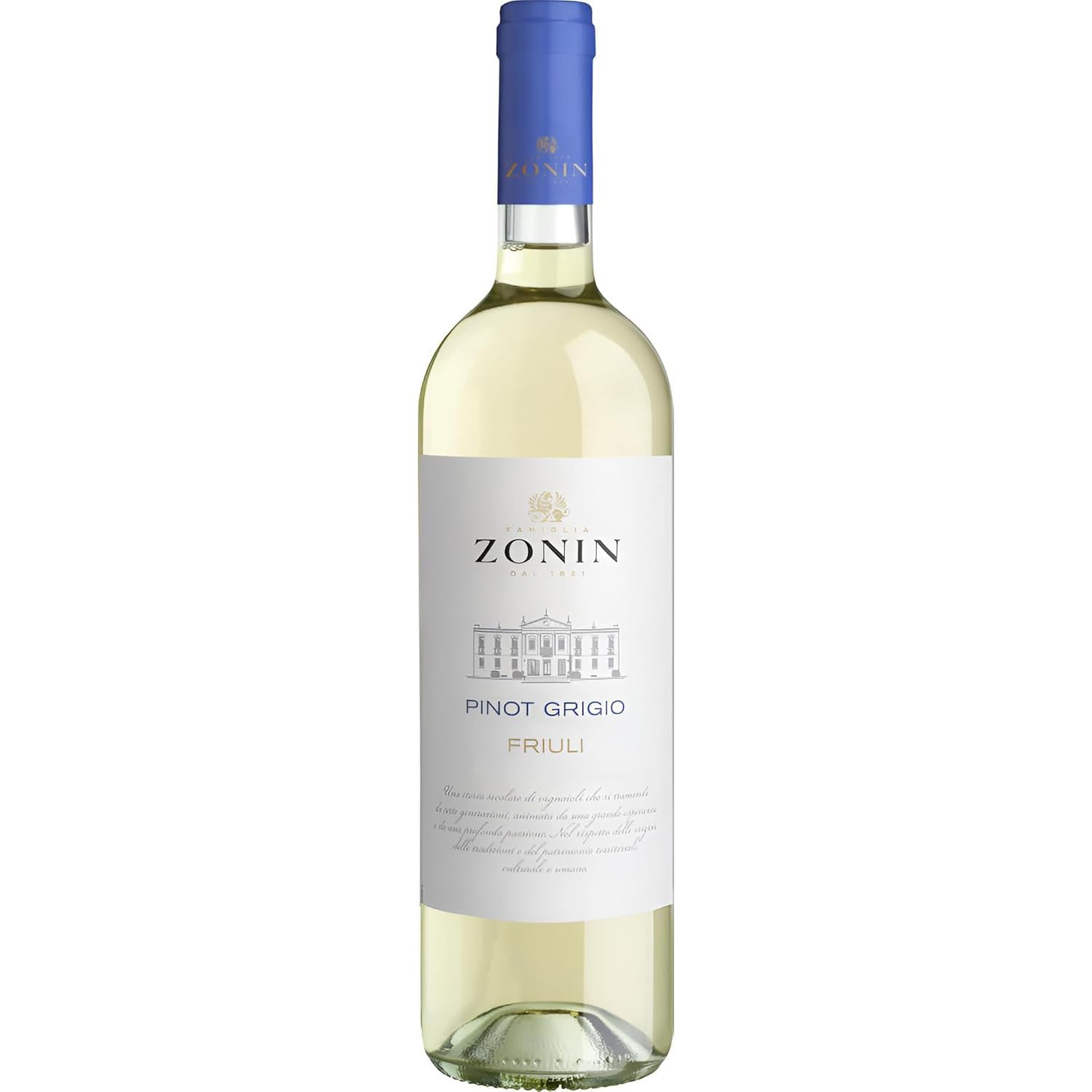 ZONIN Classici Pinot Grigio Friuli DOC - Italian Still White Wine - 100% Pinot Grigio Grapes from Cervignano del Friuli - 75cl / 750ml, 12% ABV
