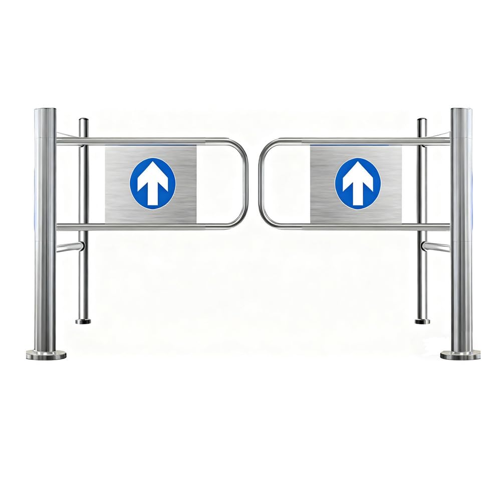 Cancelletto di sicurezza a chiusura automatica, cancello a battente unidirezionale con guardrail - Porta di accesso in metallo durevole per negozi al dettaglio, magazzino e uscite di emergenza