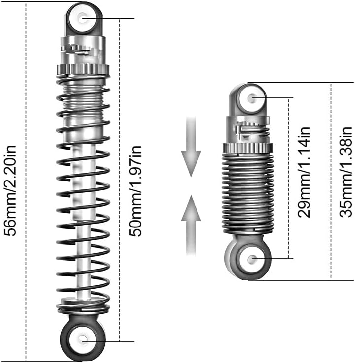 RCカーショック Compatible With SCX24 1/24 RCクローラーカーアップグレードパーツ 51mmアルミネジ付