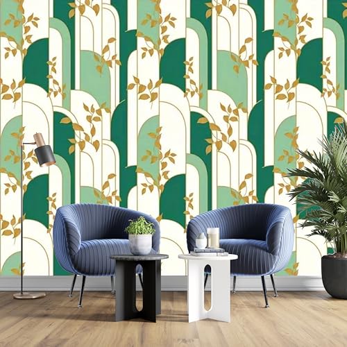 Image of FOKRIM Wallpaper Walls Sticker Waterproof Self Adhesive Green Leaf Wallpaper - Peel and Stick Wall Sticker for Home Office Bedroom Kitchen Furniture Decor - 45x300cm Removable PVC Roll (Pack of 1)