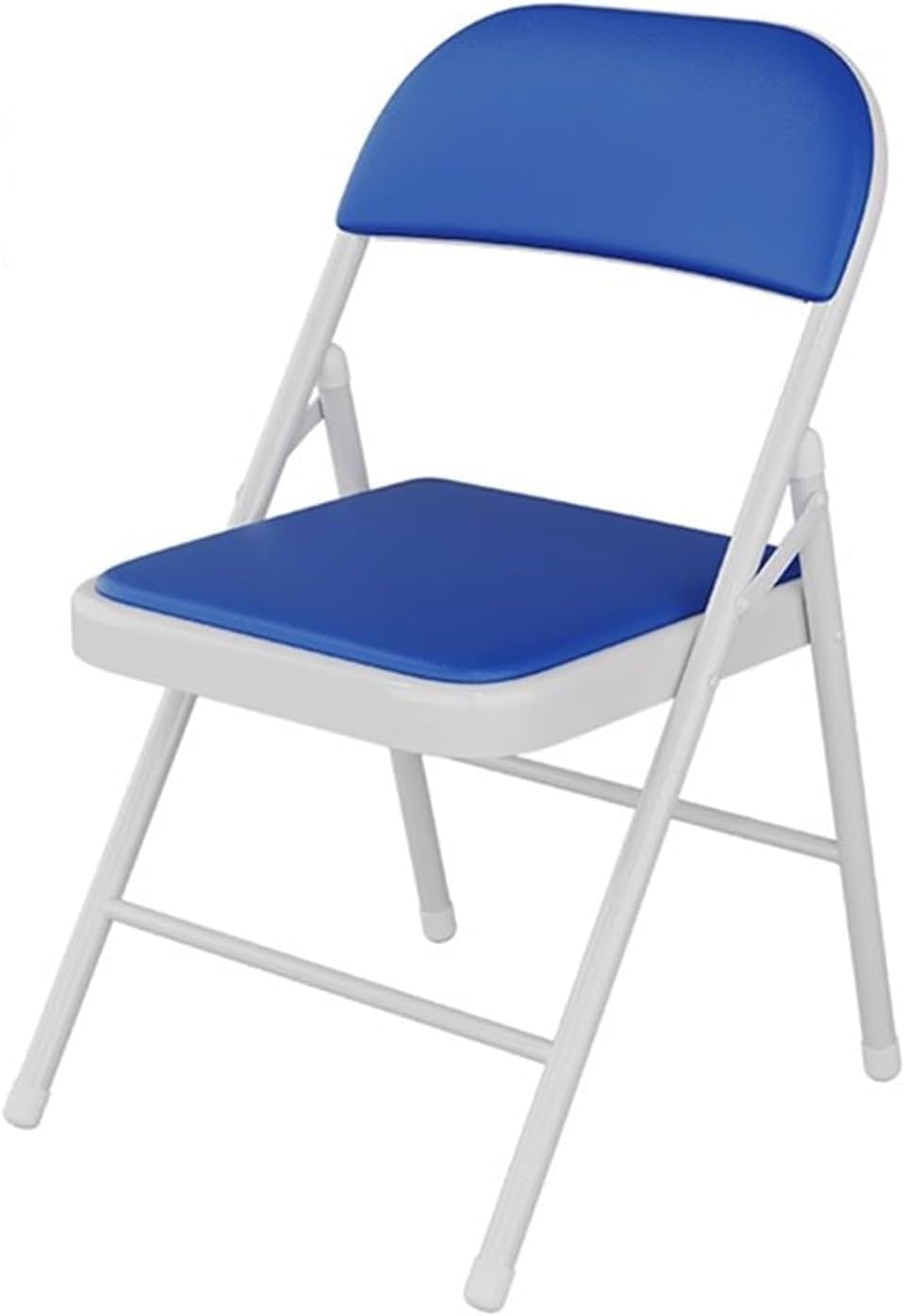 Modern Upholstered Folding Chair with Sturdy Metal Frame Durable and Comfortable Office(Blu)