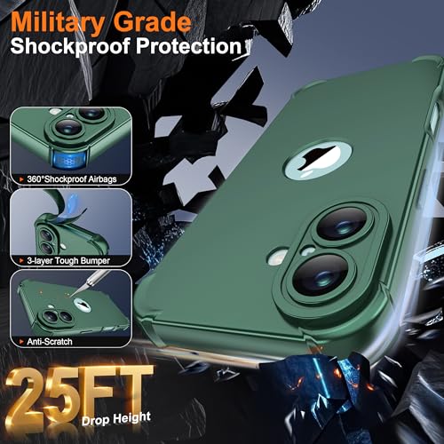Image of ORETECH 3 in 1 for iPhone 16 Case with 2 x 9H Screen Protector,Green