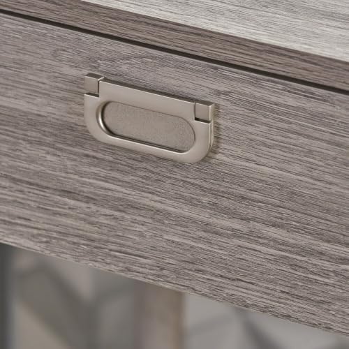 Image of Aero Study Desk Modern Writing Table with Storage Drawer and Built in Hutch | Workstation Vanity Table for Students | Space Gray