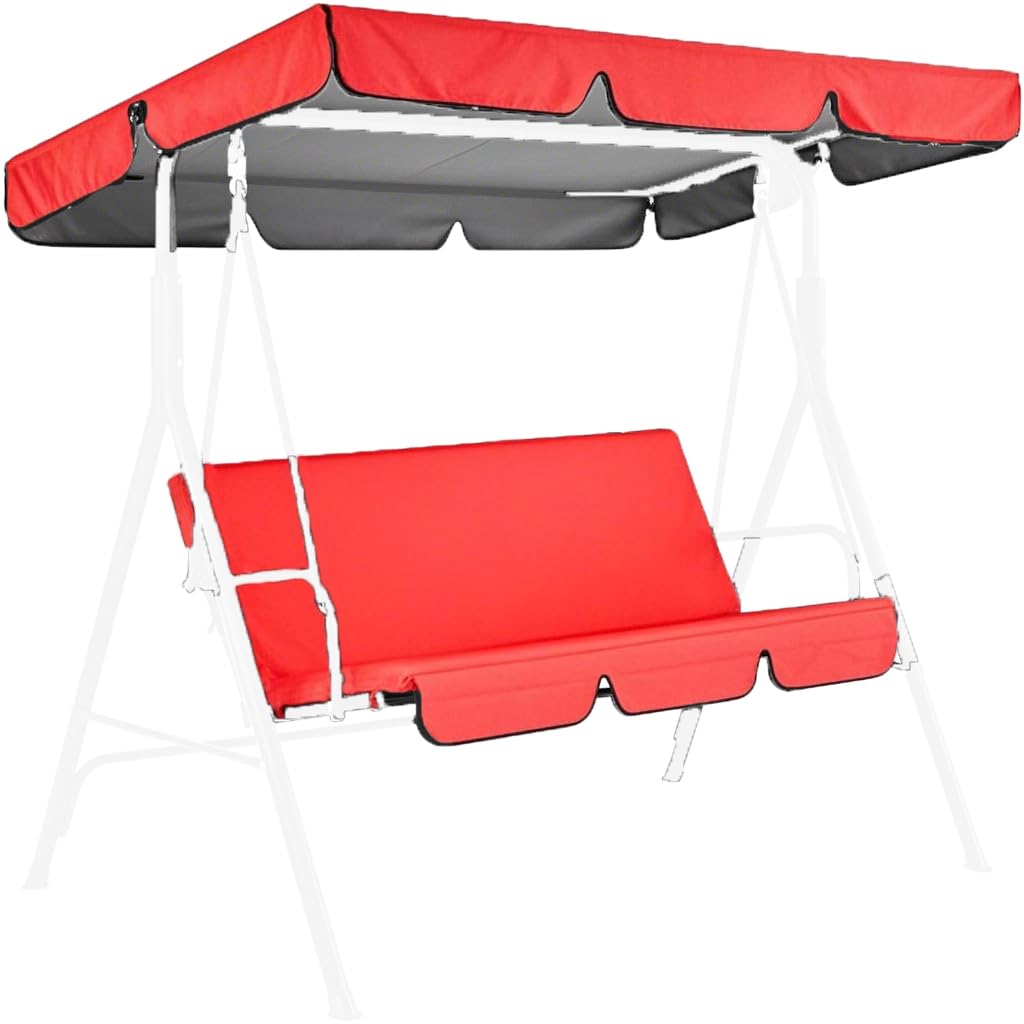 Garden Canopy Swing Seat Chair, Adjustable Canopy and Removable Cushion, Outdoor Swinging Bench for Patio and Poolside