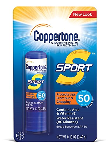 Coppertone Sport Sunscreen LipBalm, 0.13 oz, SPF 50 (Pack of 4)
