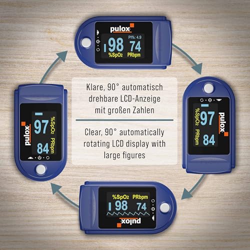 Pulsoximeter Pulox PO-200 Solo in Blau - Messung von Sauerstoffsättigung (SpO₂), Herzfrequenz...
