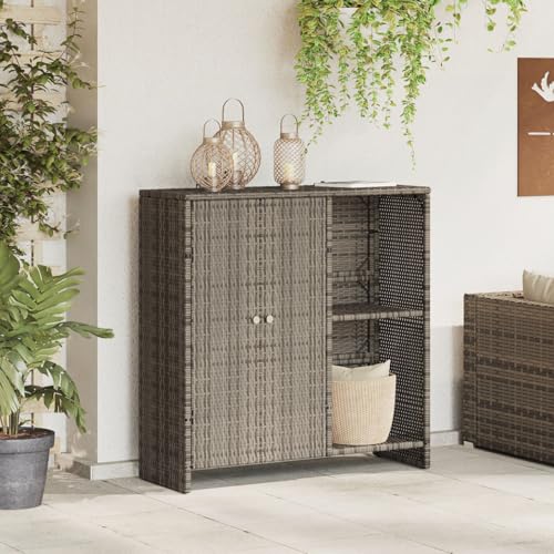 Snsowed Armario de Almacenamiento Gris 100x36x102 cm de Ratán, Armarios Dormitorio, Armario Ropero, Roperos De Dormitorio, Armario para Habitación - 4103823