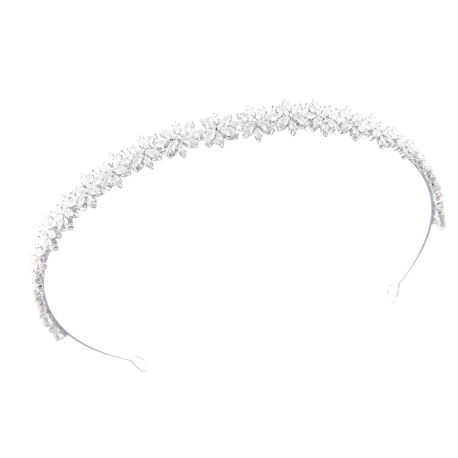 Cerchietto per capelli con motivo floreale da principessa, con zirconi 3D, perfetto per corone di capelli con fiocco di neve