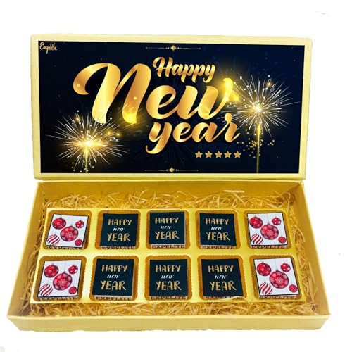 Image of Expelite Happy New Year Chocolate Gift for Kids -10 Pc Happy New Year Gift for Husband & Boyfriend, Girlfriend & Wife